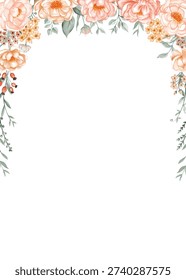 Soft Peach Floral Arch Frame Design Elegant Botanical Border Template for Wedding Invitations Greeting Cards Event Stationery Projects