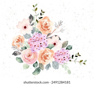 soft peach watercolor floral arrangement