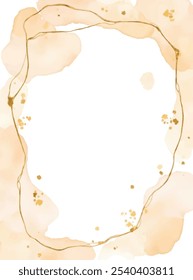 A soft, peachy watercolor background with a golden, organic frame