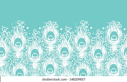 Soft peacock feathers vector horizontal seamless pattern background