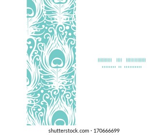 Soft peacock feathers vector horizontal frame seamless pattern background