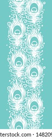 Soft peacock feathers vector vertical seamless pattern background