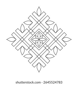 Soft petal line mandala coloring book page