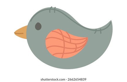 Soft pillow in the shape of a colorful bird. Children's soft toy. Flat, isolated, colorful illustration. A cute friend for a child. A bird made of fabric with soft filling for children's development