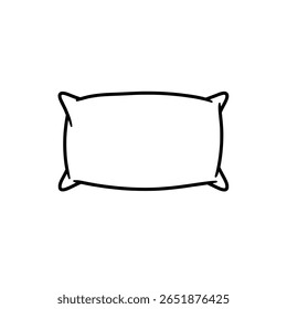 Um travesseiro macio em um estilo de ícone de arte de linha simples. Um símbolo de almofada minimalista para conforto, sono, roupa de cama e marca de decoração interior de casa.