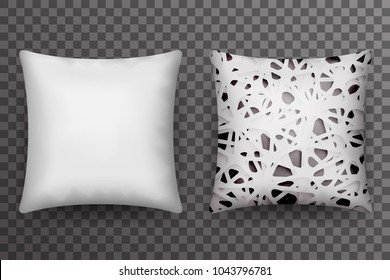 Soft pillow sleep abstract print realistic 3d transparent background template icon mockup design vector illustration