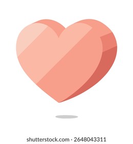 A soft pink 3d heart shape isolated on white background symbolizes love