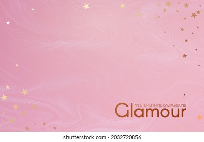 Soft pink abstract background with fluid color and gold stars.