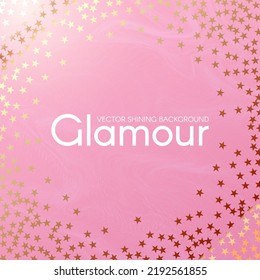 Soft pink abstract background with fluid color and gold stars.