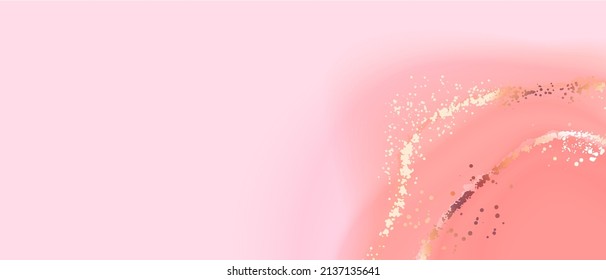 Soft pink abstract background with golden glitter dots. Artistic backdrop, wallpaper.