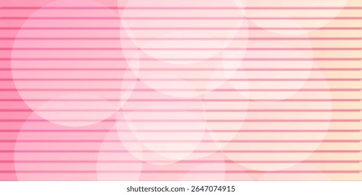 Soft pink abstract background with horizontal striped pattern and overlay of circular light designs, perfect for various creative and visual projects.