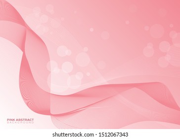 Soft Pink Abstract Background with wave style. Vector Illustration