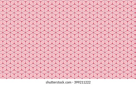 Soft pink abstract isometric pattern - repeat petals, triangular matrix structure. Good for textile, t-shirt design, web and print template, background, cover, poster, label.