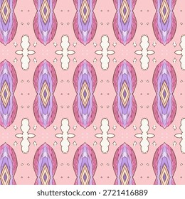 Padrão de ornamento abstrato rosa suave com simetria étnica e boho. Ideal para visuais de moda, marca de beleza, fundos decorativos e design de movimento artístico.
