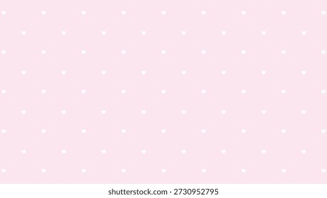 Soft pink aesthetic background with white heart icons and dotted geometric grid. Elegant seamless romantic texture