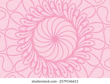 Soft pink art pattern line mandala flower background. vector illustration 