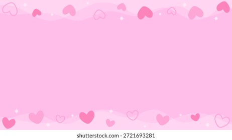 Fondo Rosa Suave Decorado Con Adornos De Corazón Rosa Amor Y Líneas Onduladas