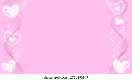 Fondo Rosa Suave Decorado Con Bordes Ondulados Y Adornos De Diseño De Corazón De Amor Rosa