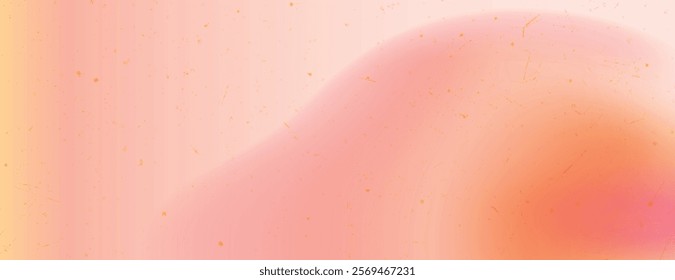 Soft pink background with a gradient style, featuring a smooth, flowing texture. The pink background has subtle yellow speckles. Gradient patterned background vector. Pink background.