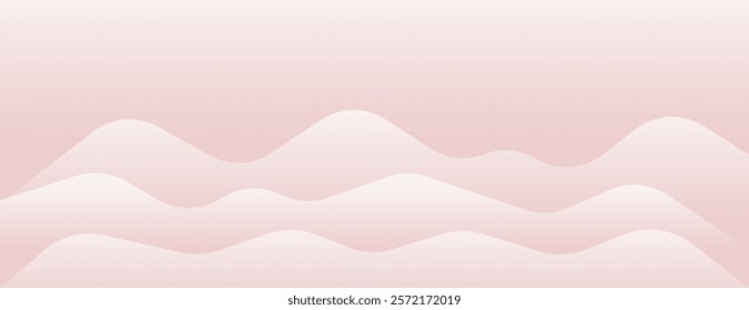 A soft pink background with a gradient texture. The background features wavy, abstract shapes in pink, creating a serene atmosphere. Soft wave border background. Pink background vector.