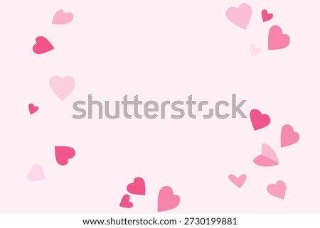 Soft pink background with heart frame border and empty copy space, romantic love valentine background design for greeting cards, wedding invitations, and romantic templates