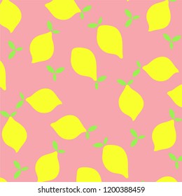 Soft pink background on fresh lemon fruit pattern vector