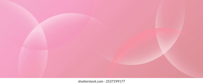 Fundo rosa suave com círculos translúcidos sobrepostos. O fundo rosa tem uma textura suave e gradiente. Plano de fundo de gradiente de vetor de círculos abstratos mínimos