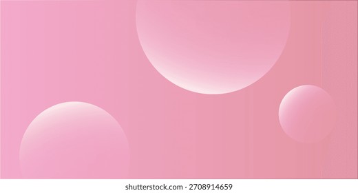 Fondo rosa suave con una textura suave. El fondo presenta círculos traslúcidos superpuestos, realzando el color rosa. Fondo de gradiente de Vector de círculos abstractos mínimos