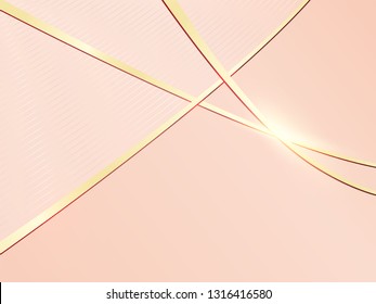 Weich rosafarbene Hintergrund-Vorlage mit goldenen Metalllinien und glänzendem Licht