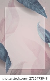 Fondo rosa suave con un patrón de hojas texturizadas. El fondo presenta hojas rosas y azules, creando un estilo suave y artístico. Fondo con Vector de espacio de copia.