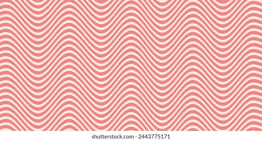 Fondo rosa suave con líneas onduladas. Fondo de dúo retorcido. Patrón abstracto de líneas, efecto de semitonos. Plantilla de diseño minimalista para póster, banner, cubierta, tarjeta.
