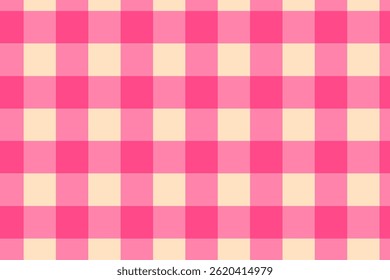 Soft pink and beige seamless gingham check fabric pattern
