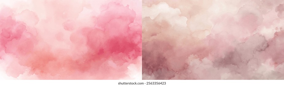 Soft pink and beige watercolor clouds create a dreamy and tranquil artistic backdrop.