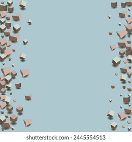 Soft Pink Block Vector Blue Background. Graphic Element Cover. Pink and Gray Polygon Style Brochure. Geometric Box Paper.