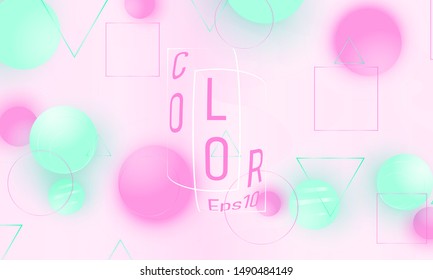 Soft pink, blue balls. Baby background. Creative decoration. Fun concept. Vector illustration. Cute design template. Pink soft pattern.