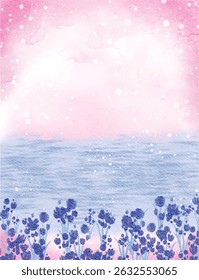 soft pink blue colorful abstract illustration, background, wallpaper, card invitation design