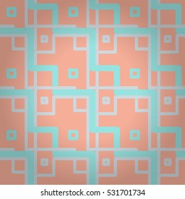 Soft pink and blue decorative seamless pattern background in labyrinth style. Simple tessellated repeatable backdrop. Colored, graphic design for wallpaper, game, fabric or other purpose.