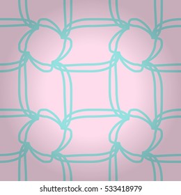 Soft pink and blue decorative seamless pattern background in knitted style. Retro tracery.