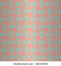 Soft pink and blue decorative seamless pattern in knot style. Vector background. Compound puzzle repeatable backdrop.