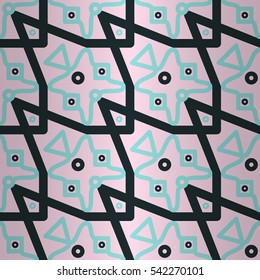 Soft pink and blue geometric seamless pattern in carpet style.
