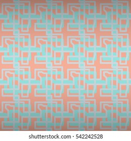 Soft pink and blue geometrical seamless pattern in liner style. Retro texture. Vector background. Clean mosaic repeatable backdrop.