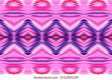 Soft Pink and Blue Ikat Design with Fluid Symmetrical Patterns, Ideal for Contemporary Fabrics and Modern Home Decor