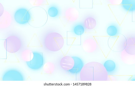 Soft pink, blue, violet balls. Baby background. Creative decoration. Fun concept. Vector illustration. Cute design template. Blue soft pattern.