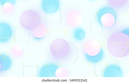 Soft pink, blue, violet balls. Baby background. Creative decoration. Fun concept. Vector illustration. Cute design template. Blue soft pattern.