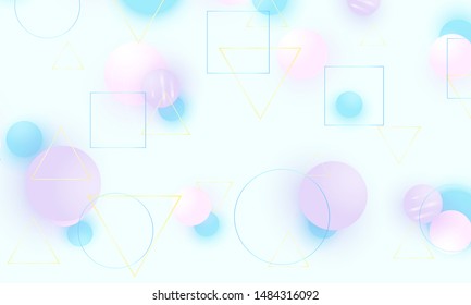 Soft pink, blue, violet balls. Baby background. Creative decoration. Fun concept. Vector illustration. Cute design template. Blue soft pattern.