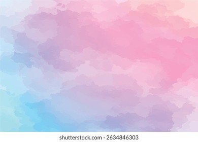 Soft Pink and Blue Watercolor Gradient. Abstract Watercolor Background with Pastel Transition. Watercolor Clouds in Romantic Tones. Pink and Blue Color Wash Texture