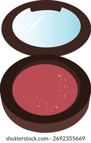 A soft pink blush vector illustration featuring a round compact case with a natural, feminine tone.