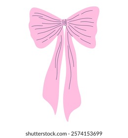 Soft pink bow features classic design with flowing ribbons. Ideal for decorating gifts, hair accessories, or event decorations, it adds charm and elegance.