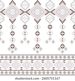 Soft pink and brown abstract geometric Native American vector texture seamless pattern with ethnic motifs. Boho style. Navajo style. Ideas for wallpaper, rugs, fabric borders, tiles, and pottery.