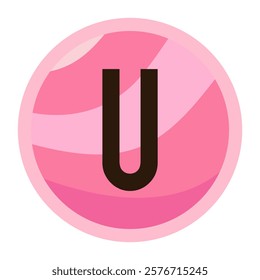 Soft Pink Bubble with Letter U - Perfect Element for Love Messages on Valentine’s Day